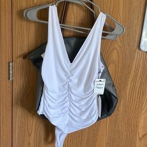 White Ruched Bodysuit